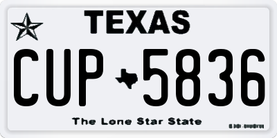 TX license plate CUP5836
