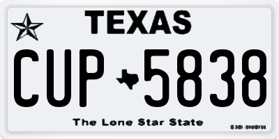 TX license plate CUP5838