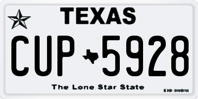 TX license plate CUP5928