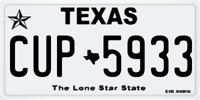 TX license plate CUP5933