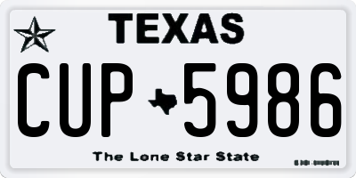 TX license plate CUP5986