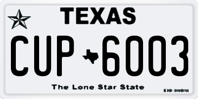 TX license plate CUP6003