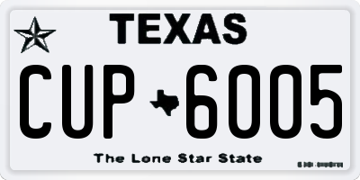 TX license plate CUP6005