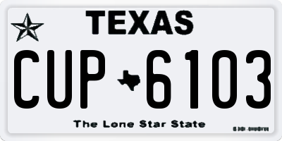 TX license plate CUP6103