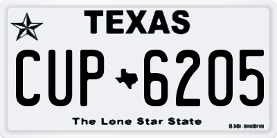 TX license plate CUP6205