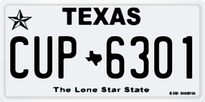 TX license plate CUP6301