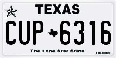 TX license plate CUP6316