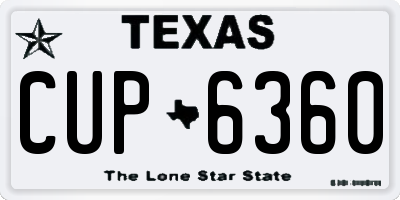TX license plate CUP6360