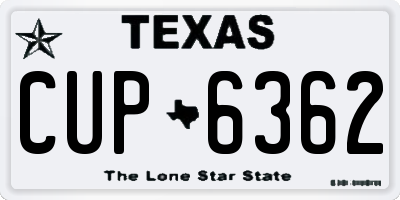 TX license plate CUP6362