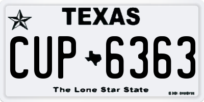 TX license plate CUP6363