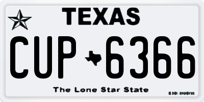 TX license plate CUP6366