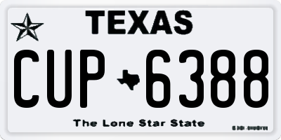 TX license plate CUP6388