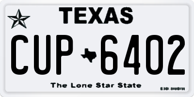 TX license plate CUP6402