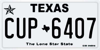 TX license plate CUP6407