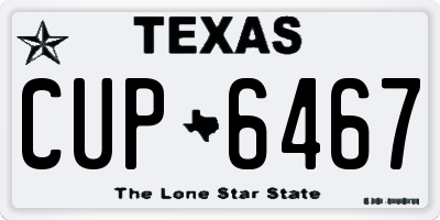 TX license plate CUP6467