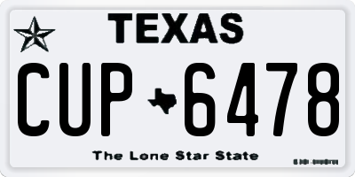 TX license plate CUP6478