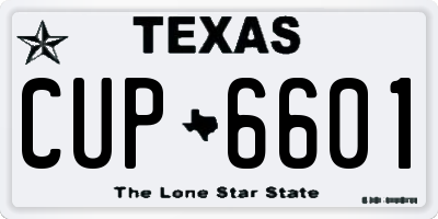 TX license plate CUP6601