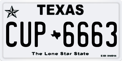 TX license plate CUP6663