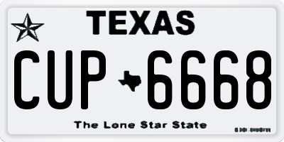 TX license plate CUP6668