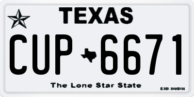 TX license plate CUP6671
