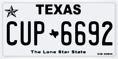 TX license plate CUP6692