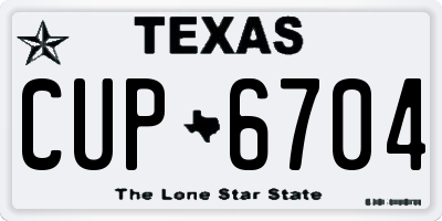 TX license plate CUP6704