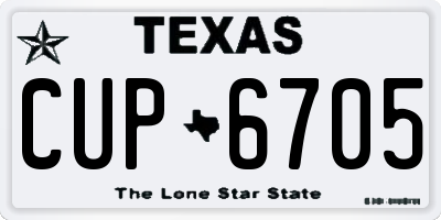 TX license plate CUP6705