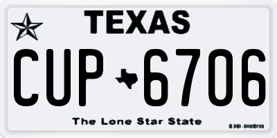 TX license plate CUP6706