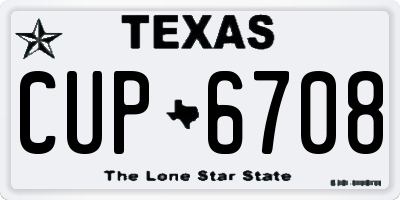 TX license plate CUP6708