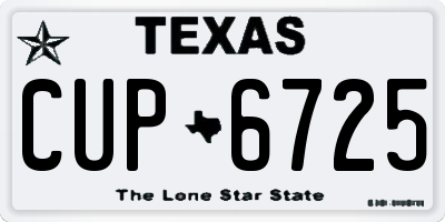TX license plate CUP6725