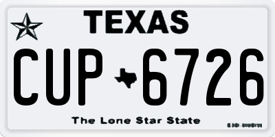 TX license plate CUP6726