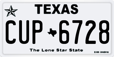 TX license plate CUP6728