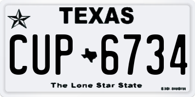TX license plate CUP6734