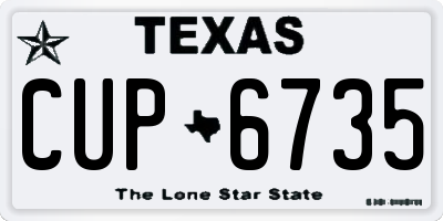 TX license plate CUP6735