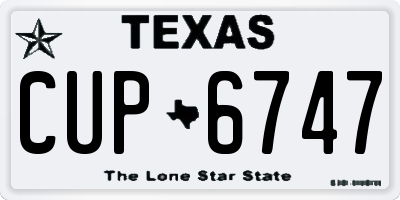 TX license plate CUP6747