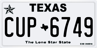 TX license plate CUP6749