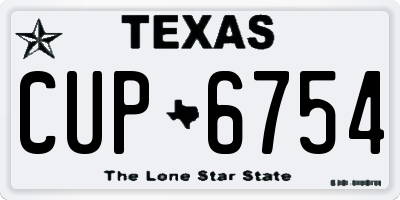 TX license plate CUP6754