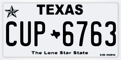 TX license plate CUP6763