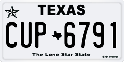 TX license plate CUP6791