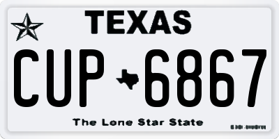 TX license plate CUP6867