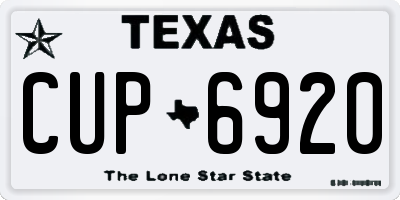 TX license plate CUP6920