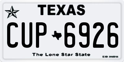 TX license plate CUP6926