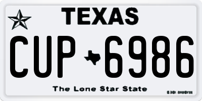 TX license plate CUP6986