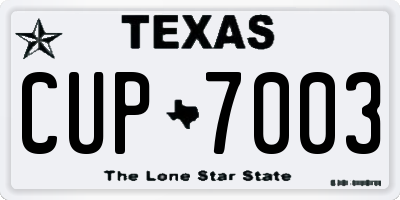 TX license plate CUP7003