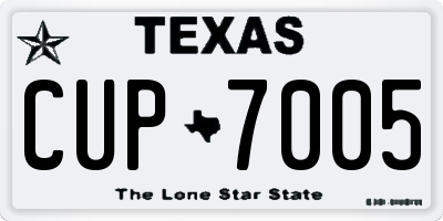 TX license plate CUP7005