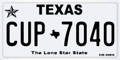 TX license plate CUP7040