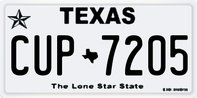 TX license plate CUP7205