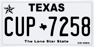 TX license plate CUP7258