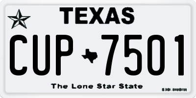 TX license plate CUP7501
