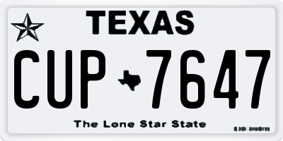 TX license plate CUP7647